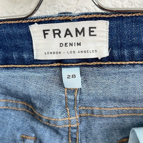 Frame Denim Le High Skinny Walgrove Distressed Jeans Raw Hem Knee Rips - Picture 7 of 10